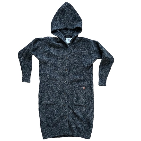 Icewear Steinahlíð Long Hooded Cardigan Jacket Marled Gray Black Women's size L